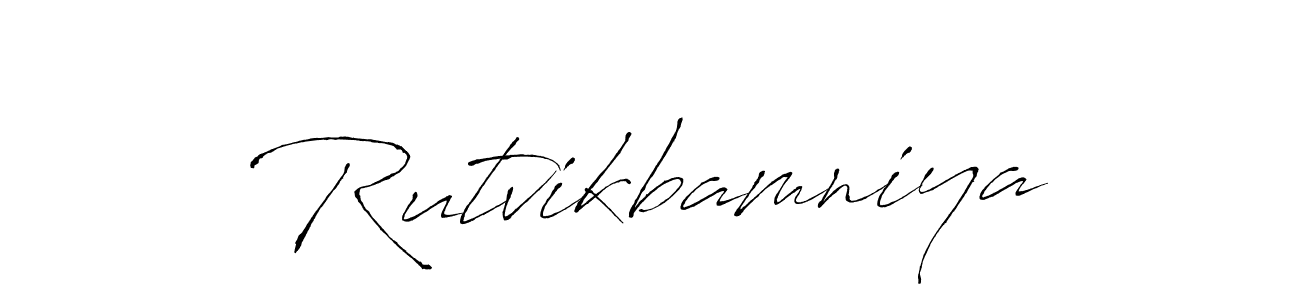 How to make Rutvikbamniya name signature. Use Antro_Vectra style for creating short signs online. This is the latest handwritten sign. Rutvikbamniya signature style 6 images and pictures png