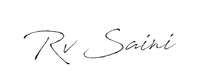 How to make Rv Saini name signature. Use Antro_Vectra style for creating short signs online. This is the latest handwritten sign. Rv Saini signature style 6 images and pictures png