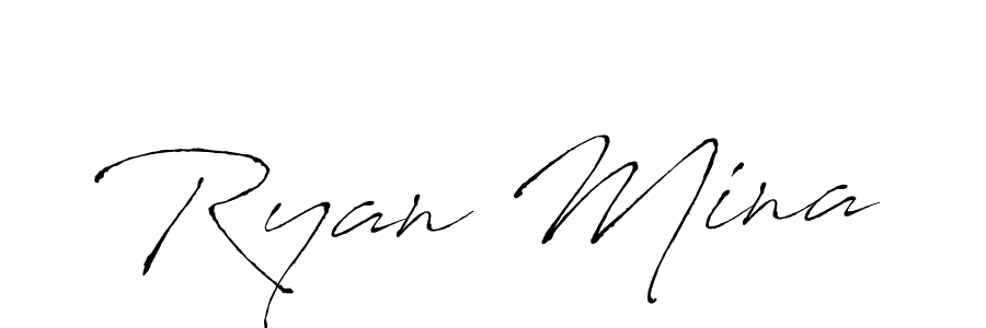 Ryan Mina stylish signature style. Best Handwritten Sign (Antro_Vectra) for my name. Handwritten Signature Collection Ideas for my name Ryan Mina. Ryan Mina signature style 6 images and pictures png