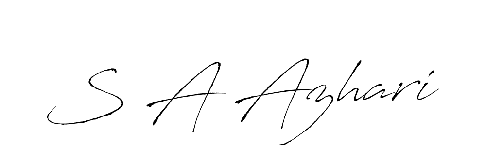 How to make S A Azhari name signature. Use Antro_Vectra style for creating short signs online. This is the latest handwritten sign. S A Azhari signature style 6 images and pictures png