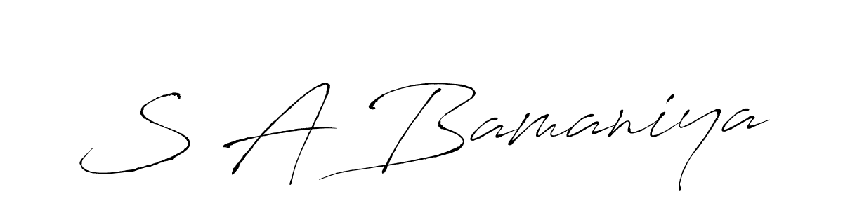 You should practise on your own different ways (Antro_Vectra) to write your name (S A Bamaniya) in signature. don't let someone else do it for you. S A Bamaniya signature style 6 images and pictures png