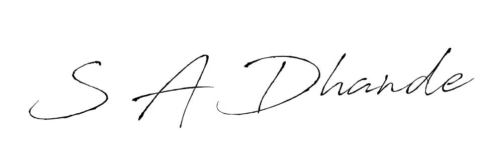 How to make S A Dhande name signature. Use Antro_Vectra style for creating short signs online. This is the latest handwritten sign. S A Dhande signature style 6 images and pictures png