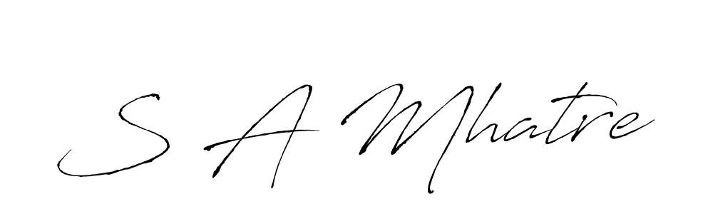 How to make S A Mhatre name signature. Use Antro_Vectra style for creating short signs online. This is the latest handwritten sign. S A Mhatre signature style 6 images and pictures png