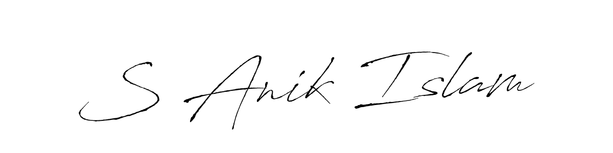 The best way (Antro_Vectra) to make a short signature is to pick only two or three words in your name. The name S Anik Islam include a total of six letters. For converting this name. S Anik Islam signature style 6 images and pictures png