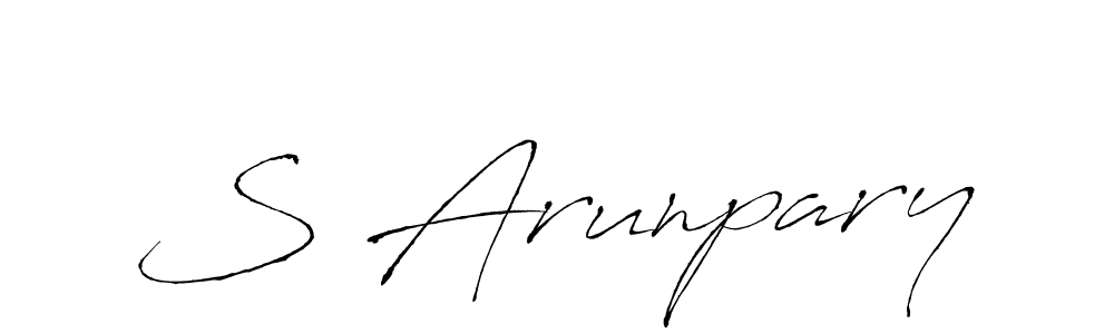 Use a signature maker to create a handwritten signature online. With this signature software, you can design (Antro_Vectra) your own signature for name S Arunpary. S Arunpary signature style 6 images and pictures png