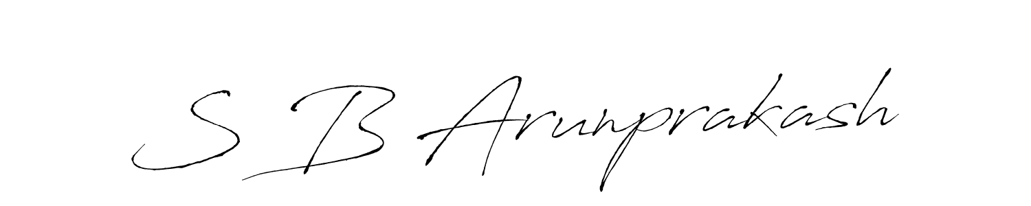 The best way (Antro_Vectra) to make a short signature is to pick only two or three words in your name. The name S B Arunprakash include a total of six letters. For converting this name. S B Arunprakash signature style 6 images and pictures png