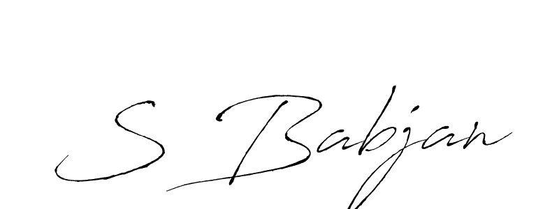 The best way (Antro_Vectra) to make a short signature is to pick only two or three words in your name. The name S Babjan include a total of six letters. For converting this name. S Babjan signature style 6 images and pictures png