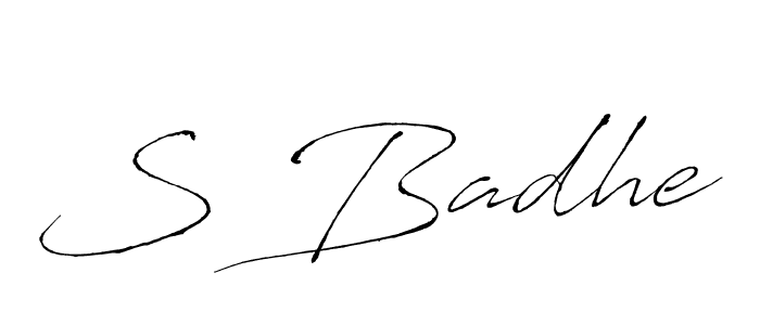 Use a signature maker to create a handwritten signature online. With this signature software, you can design (Antro_Vectra) your own signature for name S Badhe. S Badhe signature style 6 images and pictures png