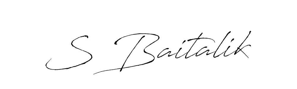 How to make S Baitalik name signature. Use Antro_Vectra style for creating short signs online. This is the latest handwritten sign. S Baitalik signature style 6 images and pictures png