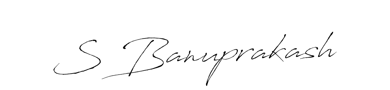 How to make S Banuprakash name signature. Use Antro_Vectra style for creating short signs online. This is the latest handwritten sign. S Banuprakash signature style 6 images and pictures png