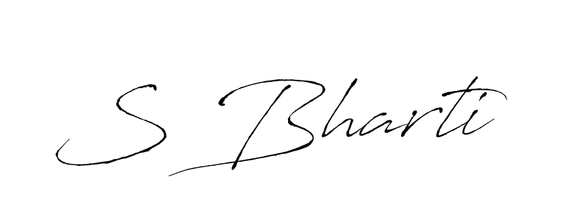 Create a beautiful signature design for name S Bharti. With this signature (Antro_Vectra) fonts, you can make a handwritten signature for free. S Bharti signature style 6 images and pictures png