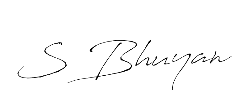 Create a beautiful signature design for name S Bhuyan. With this signature (Antro_Vectra) fonts, you can make a handwritten signature for free. S Bhuyan signature style 6 images and pictures png