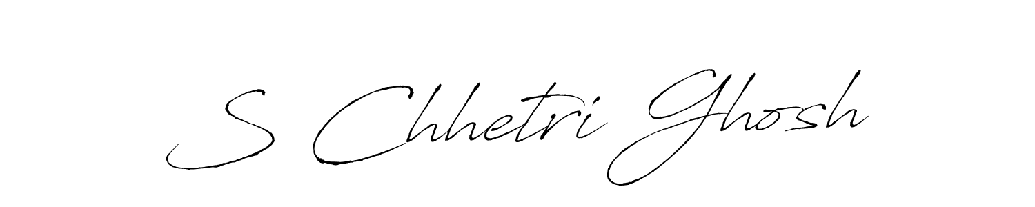 Make a beautiful signature design for name S Chhetri Ghosh. With this signature (Antro_Vectra) style, you can create a handwritten signature for free. S Chhetri Ghosh signature style 6 images and pictures png