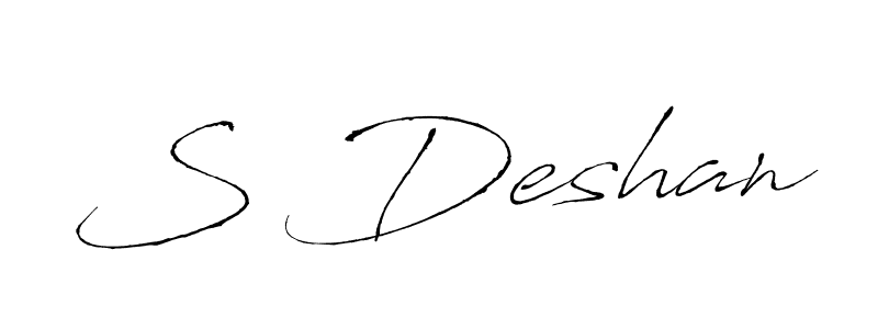 if you are searching for the best signature style for your name S Deshan. so please give up your signature search. here we have designed multiple signature styles  using Antro_Vectra. S Deshan signature style 6 images and pictures png