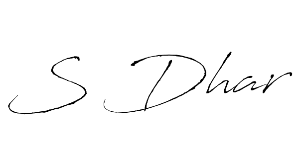 Design your own signature with our free online signature maker. With this signature software, you can create a handwritten (Antro_Vectra) signature for name S Dhar. S Dhar signature style 6 images and pictures png