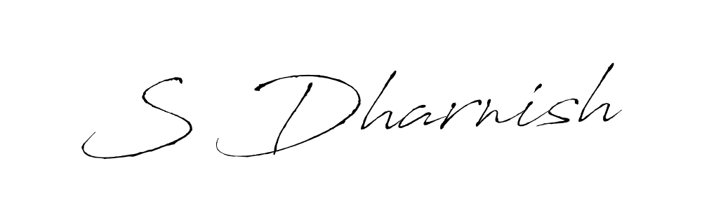 if you are searching for the best signature style for your name S Dharnish. so please give up your signature search. here we have designed multiple signature styles  using Antro_Vectra. S Dharnish signature style 6 images and pictures png