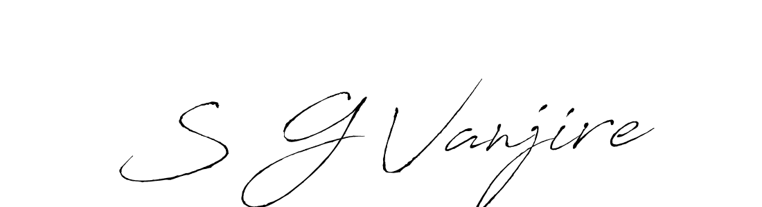 The best way (Antro_Vectra) to make a short signature is to pick only two or three words in your name. The name S G Vanjire include a total of six letters. For converting this name. S G Vanjire signature style 6 images and pictures png