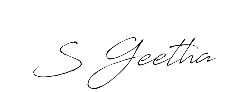 Design your own signature with our free online signature maker. With this signature software, you can create a handwritten (Antro_Vectra) signature for name S Geetha. S Geetha signature style 6 images and pictures png