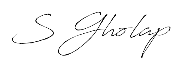 A modern signature idea for name S Gholap using Antro_Vectra font. Clean strokes and elegant curves make it stand out instantly. S Gholap signature style 6 images and pictures png