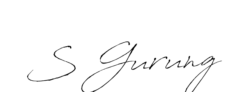 if you are searching for the best signature style for your name S Gurung. so please give up your signature search. here we have designed multiple signature styles  using Antro_Vectra. S Gurung signature style 6 images and pictures png