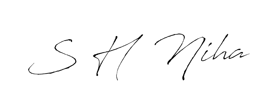 This is the best signature style for the S H  Niha name. Also you like these signature font (Antro_Vectra). Mix name signature. S H  Niha signature style 6 images and pictures png