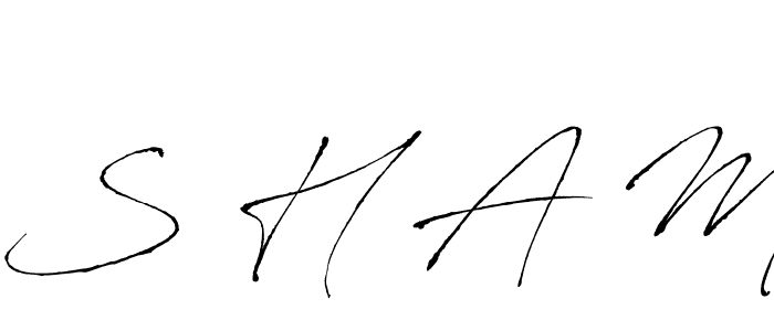 How to make S H A M name signature. Use Antro_Vectra style for creating short signs online. This is the latest handwritten sign. S H A M signature style 6 images and pictures png