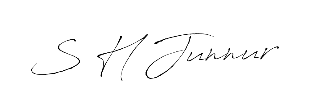 if you are searching for the best signature style for your name S H Junnur. so please give up your signature search. here we have designed multiple signature styles  using Antro_Vectra. S H Junnur signature style 6 images and pictures png