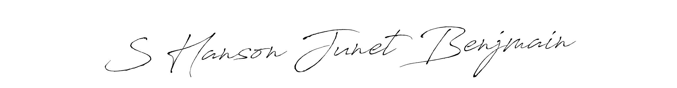 Similarly Antro_Vectra is the best handwritten signature design. Signature creator online .You can use it as an online autograph creator for name S Hanson Junet Benjmain. S Hanson Junet Benjmain signature style 6 images and pictures png