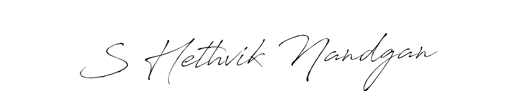 Make a beautiful signature design for name S Hethvik Nandgan. With this signature (Antro_Vectra) style, you can create a handwritten signature for free. S Hethvik Nandgan signature style 6 images and pictures png