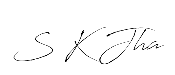 Make a beautiful signature design for name S K Jha. With this signature (Antro_Vectra) style, you can create a handwritten signature for free. S K Jha signature style 6 images and pictures png