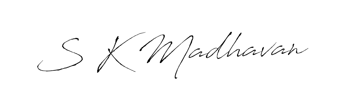 The best way (Antro_Vectra) to make a short signature is to pick only two or three words in your name. The name S K Madhavan include a total of six letters. For converting this name. S K Madhavan signature style 6 images and pictures png
