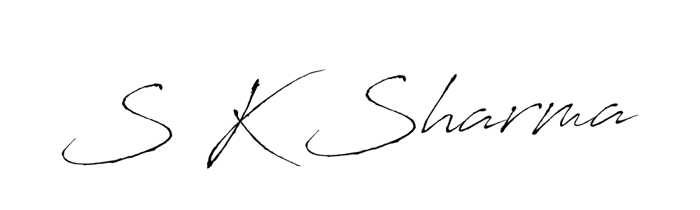 The best way (Antro_Vectra) to make a short signature is to pick only two or three words in your name. The name S K Sharma include a total of six letters. For converting this name. S K Sharma signature style 6 images and pictures png