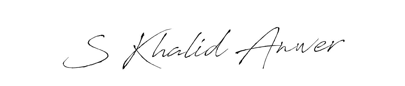 This is the best signature style for the S Khalid Anwer name. Also you like these signature font (Antro_Vectra). Mix name signature. S Khalid Anwer signature style 6 images and pictures png