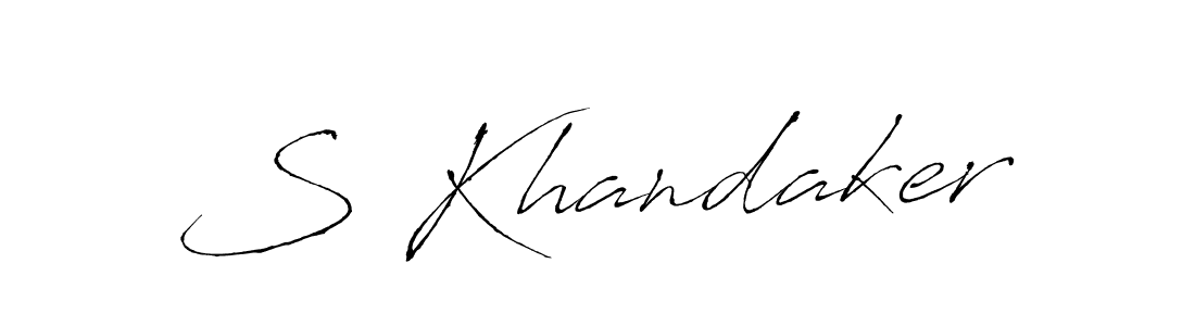 Make a beautiful signature design for name S Khandaker. With this signature (Antro_Vectra) style, you can create a handwritten signature for free. S Khandaker signature style 6 images and pictures png