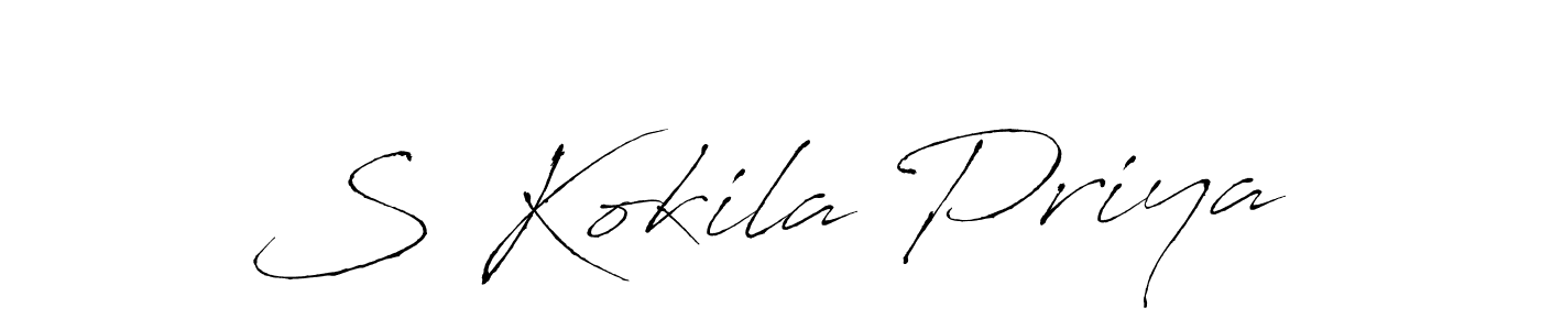 The best way (Antro_Vectra) to make a short signature is to pick only two or three words in your name. The name S Kokila Priya include a total of six letters. For converting this name. S Kokila Priya signature style 6 images and pictures png
