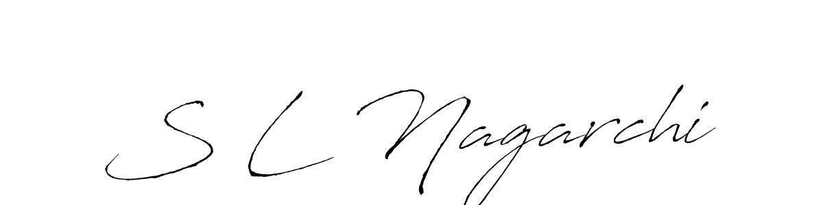 The best way (Antro_Vectra) to make a short signature is to pick only two or three words in your name. The name S L Nagarchi include a total of six letters. For converting this name. S L Nagarchi signature style 6 images and pictures png