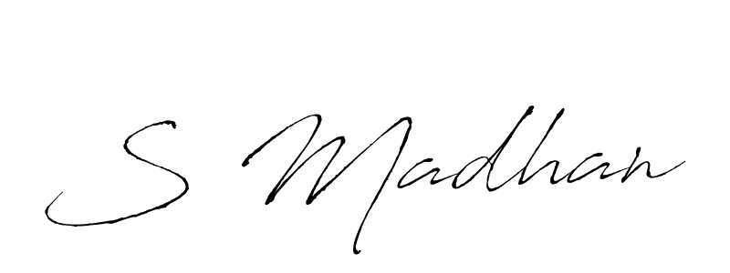 Use a signature maker to create a handwritten signature online. With this signature software, you can design (Antro_Vectra) your own signature for name S Madhan. S Madhan signature style 6 images and pictures png