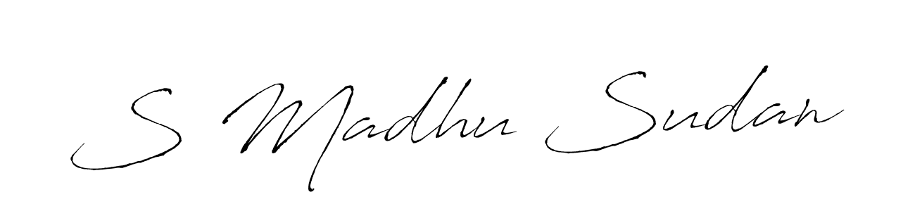 The best way (Antro_Vectra) to make a short signature is to pick only two or three words in your name. The name S Madhu Sudan include a total of six letters. For converting this name. S Madhu Sudan signature style 6 images and pictures png