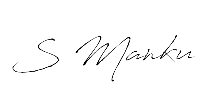 Make a beautiful signature design for name S Manku. With this signature (Antro_Vectra) style, you can create a handwritten signature for free. S Manku signature style 6 images and pictures png