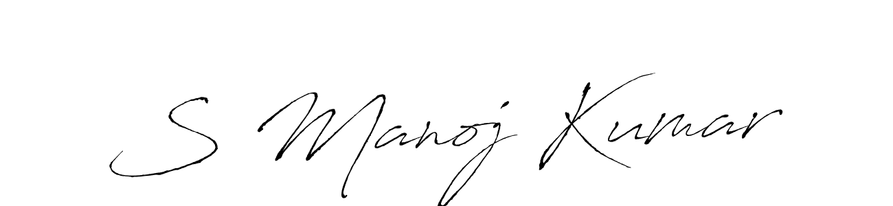 How to make S Manoj Kumar name signature. Use Antro_Vectra style for creating short signs online. This is the latest handwritten sign. S Manoj Kumar signature style 6 images and pictures png