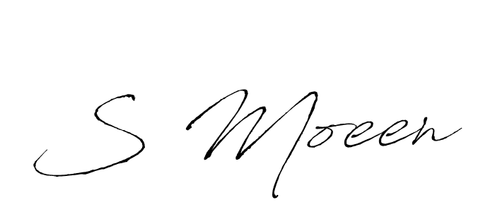 How to make S Moeen name signature. Use Antro_Vectra style for creating short signs online. This is the latest handwritten sign. S Moeen signature style 6 images and pictures png