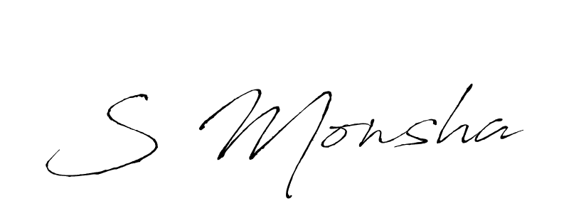 Similarly Antro_Vectra is the best handwritten signature design. Signature creator online .You can use it as an online autograph creator for name S Monsha. S Monsha signature style 6 images and pictures png