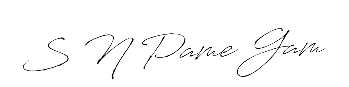 You should practise on your own different ways (Antro_Vectra) to write your name (S N Pame Gam) in signature. don't let someone else do it for you. S N Pame Gam signature style 6 images and pictures png
