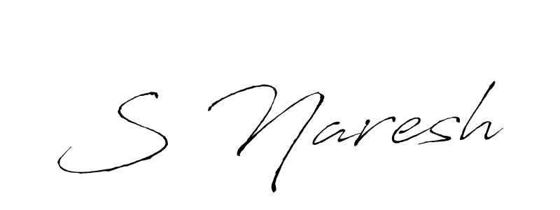 Make a beautiful signature design for name S Naresh. With this signature (Antro_Vectra) style, you can create a handwritten signature for free. S Naresh signature style 6 images and pictures png