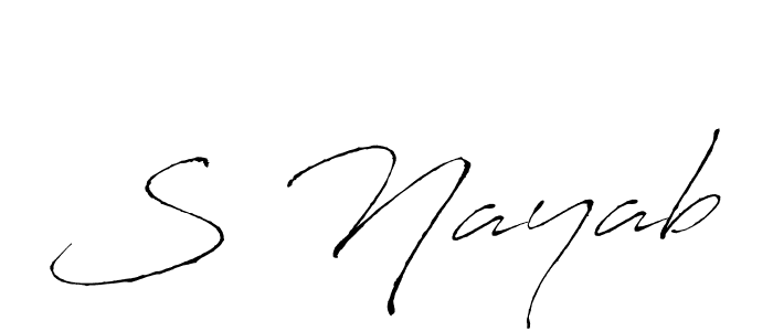 How to make S Nayab name signature. Use Antro_Vectra style for creating short signs online. This is the latest handwritten sign. S Nayab signature style 6 images and pictures png