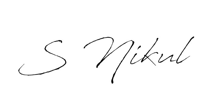 How to make S Nikul name signature. Use Antro_Vectra style for creating short signs online. This is the latest handwritten sign. S Nikul signature style 6 images and pictures png