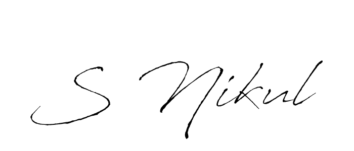 Make a beautiful signature design for name S Nikul. With this signature (Antro_Vectra) style, you can create a handwritten signature for free. S Nikul signature style 6 images and pictures png