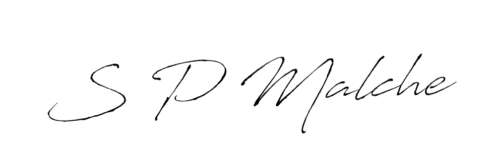 Create a beautiful signature design for name S P Malche. With this signature (Antro_Vectra) fonts, you can make a handwritten signature for free. S P Malche signature style 6 images and pictures png
