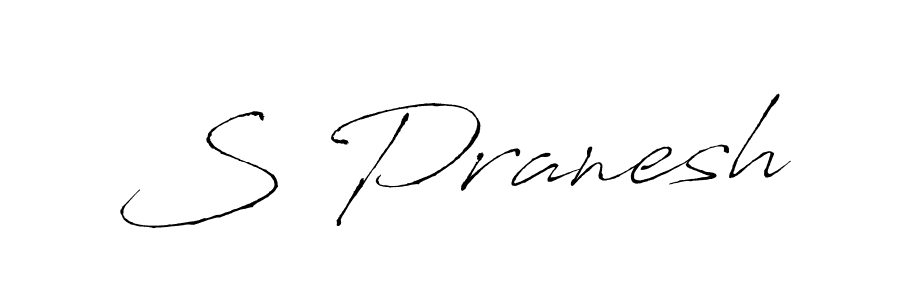 How to make S Pranesh name signature. Use Antro_Vectra style for creating short signs online. This is the latest handwritten sign. S Pranesh signature style 6 images and pictures png