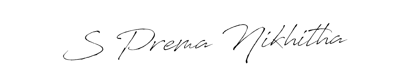 Create a beautiful signature design for name S Prema Nikhitha. With this signature (Antro_Vectra) fonts, you can make a handwritten signature for free. S Prema Nikhitha signature style 6 images and pictures png